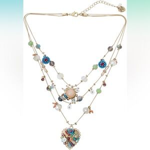 Betsey Johnson Heart and Flower Layered Necklace — NWT! — Ret: $48